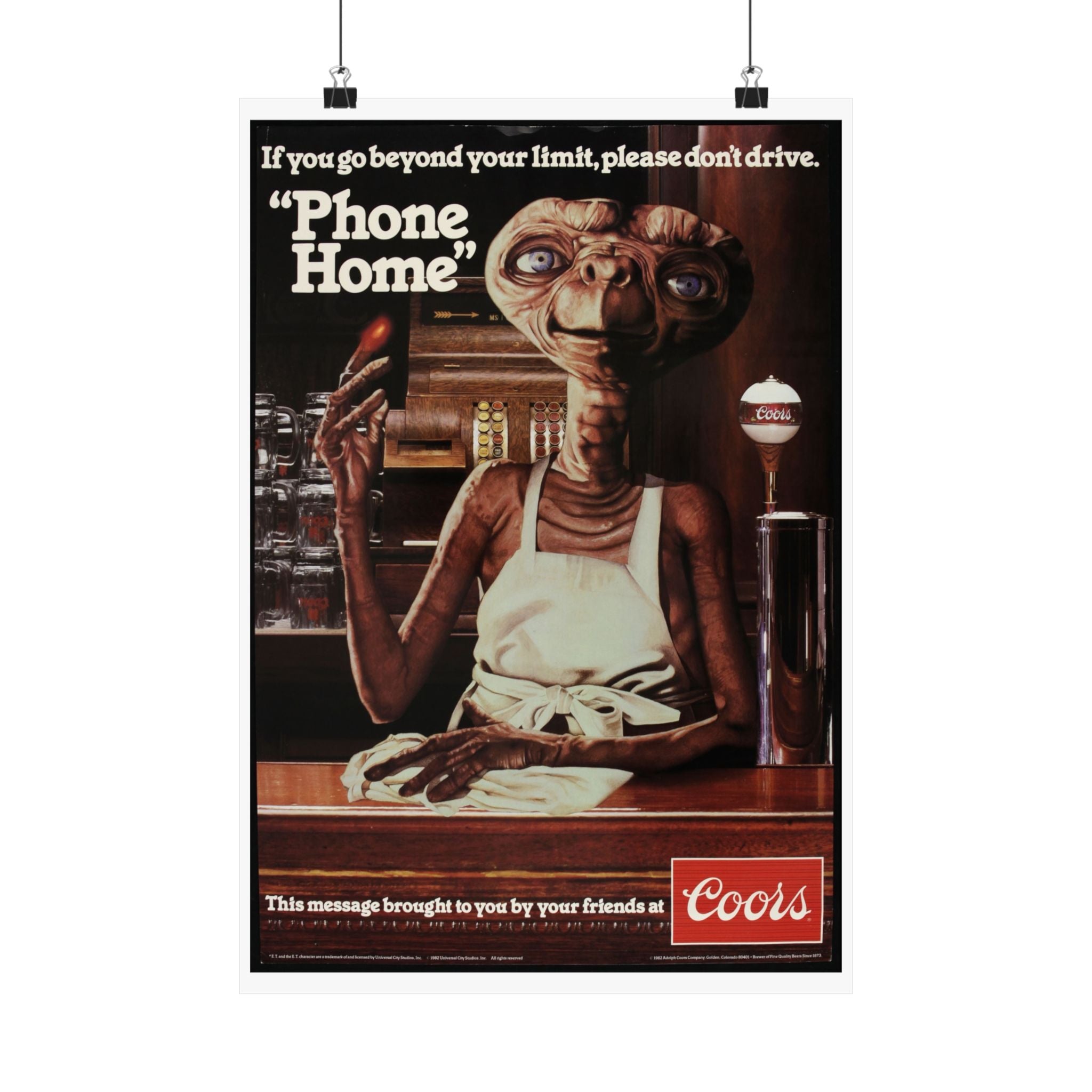 E.T. "Phone Home" Vintage Anti-Drunk Driving Poster - Matte Vertical Print