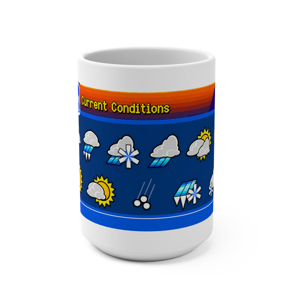 Retro Weather Channel Icons 15oz Mug — Current Conditions Forecast Coffee Cup