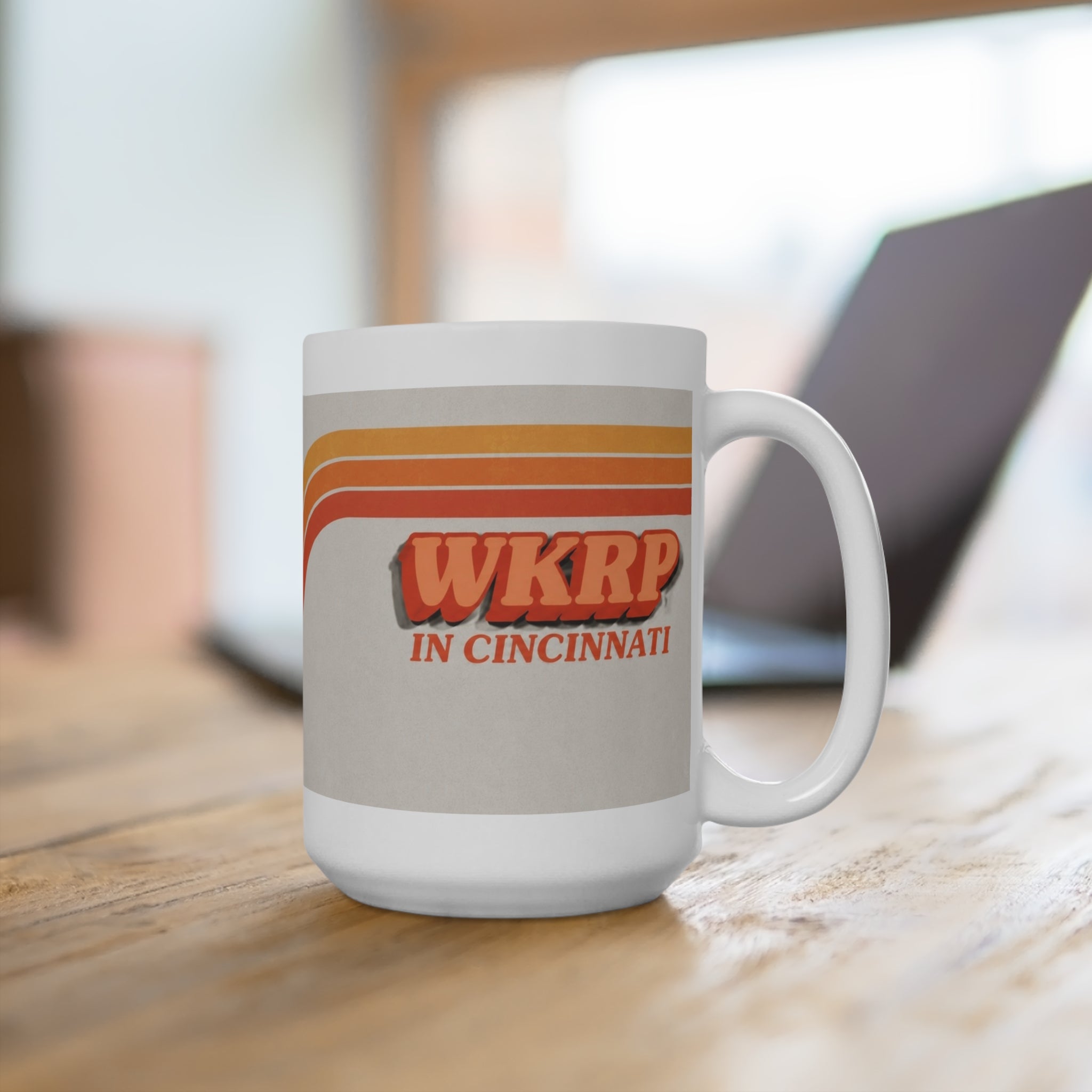 Retro WKRP in Cincinnati Logo Coffee Cup