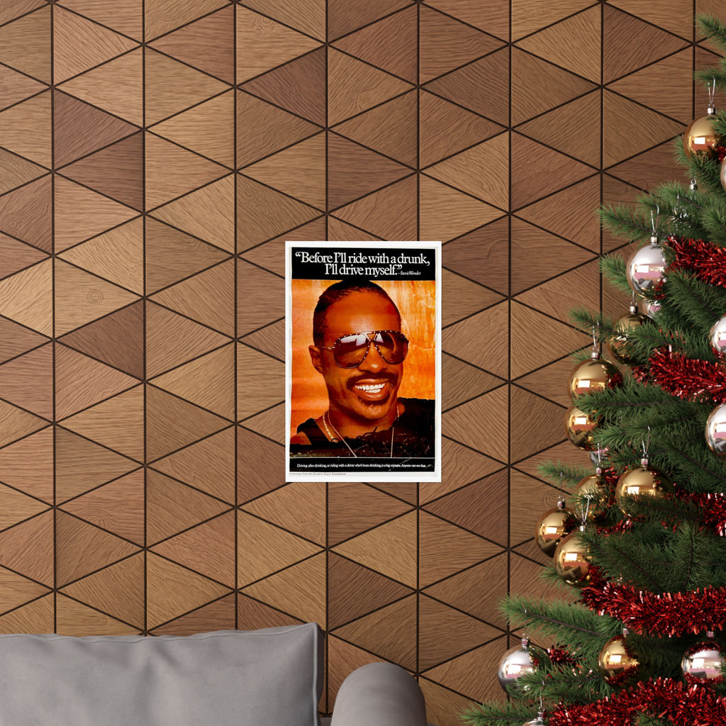 Vintage 1985 Stevie Wonder Reproduced Drink-Driving Safety Poster