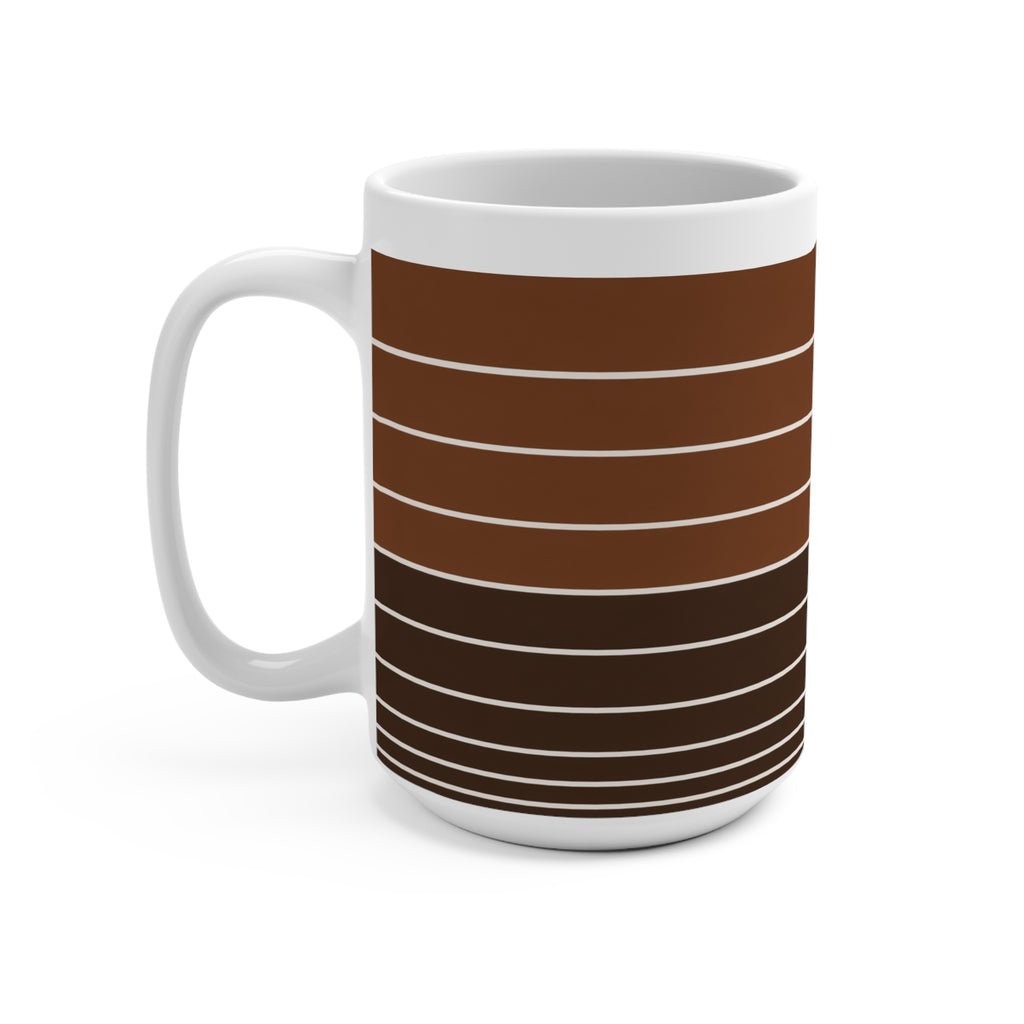 Retro Brown Gradient Striped 15oz Mug