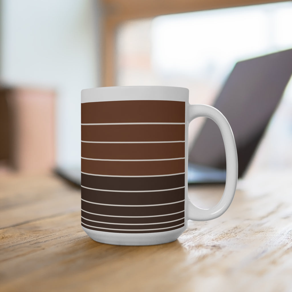 Retro Brown Gradient Striped 15oz Mug