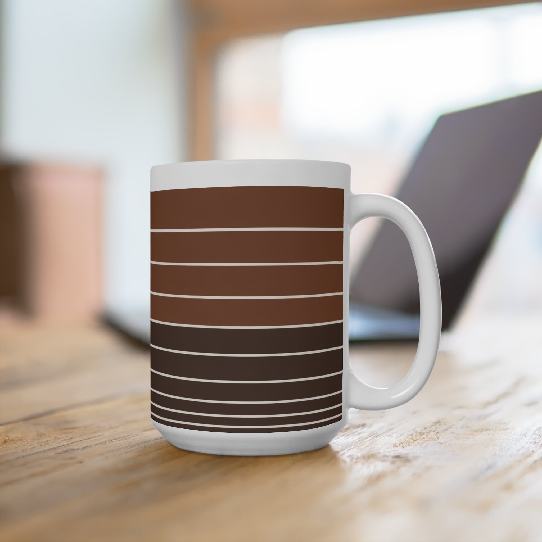 Retro Brown Gradient Striped 15oz Mug