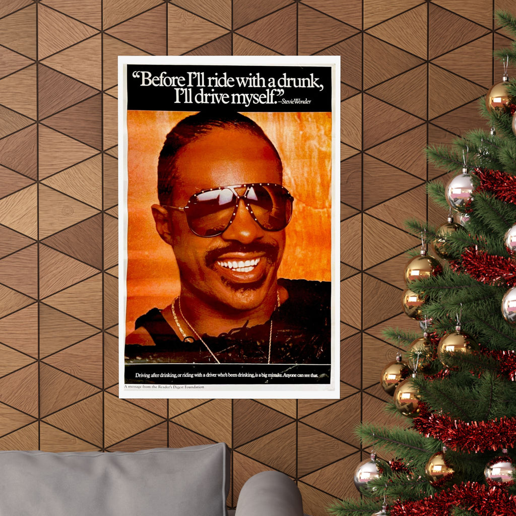 Vintage 1985 Stevie Wonder Reproduced Drink-Driving Safety Poster