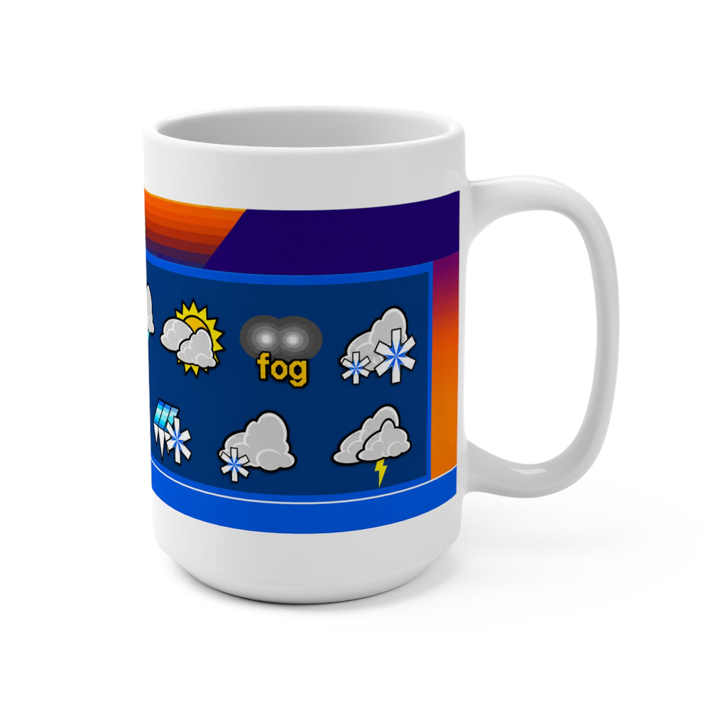 Retro Weather Channel Icons 15oz Mug — Current Conditions Forecast Coffee Cup