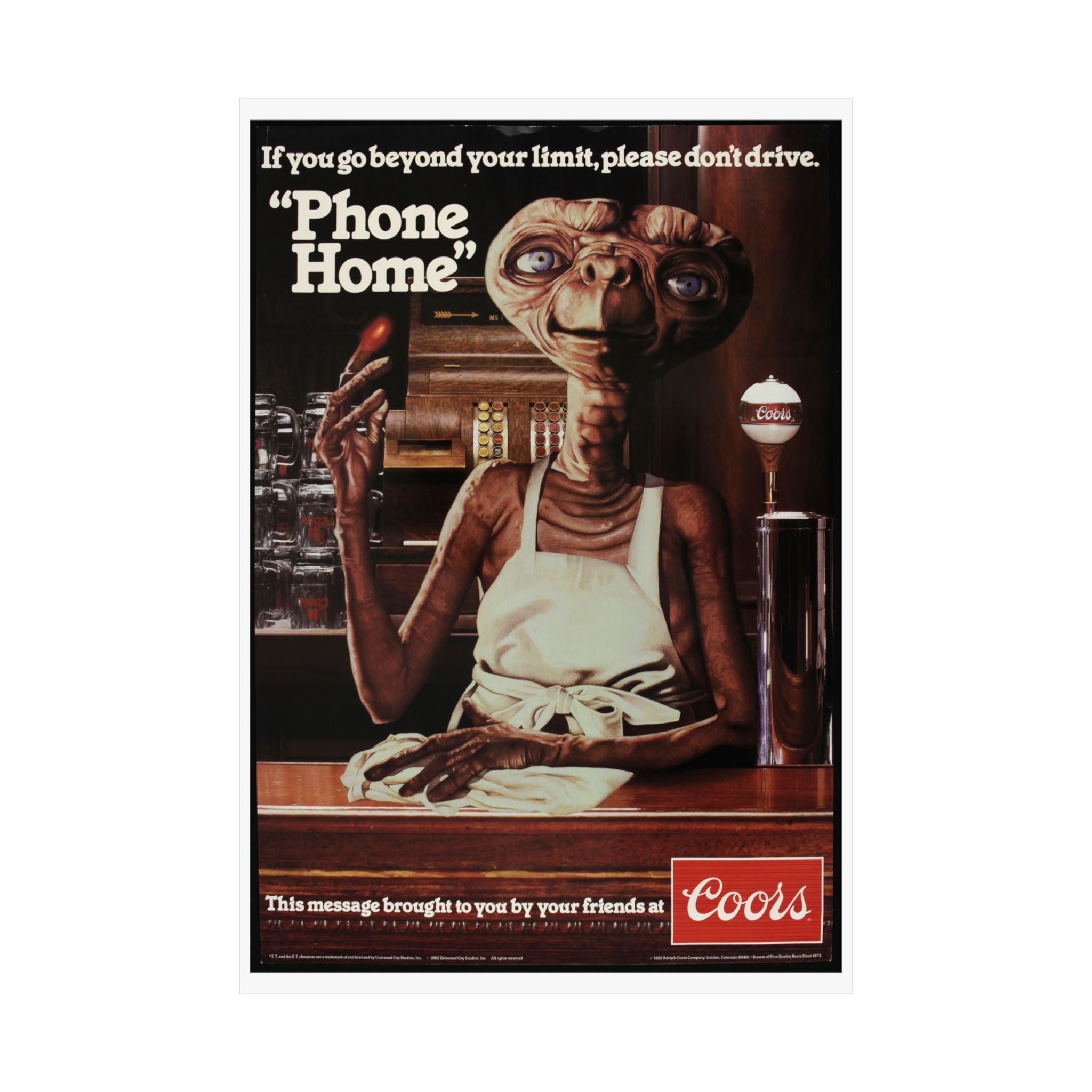 E.T. "Phone Home" Vintage Anti-Drunk Driving Poster - Matte Vertical Print