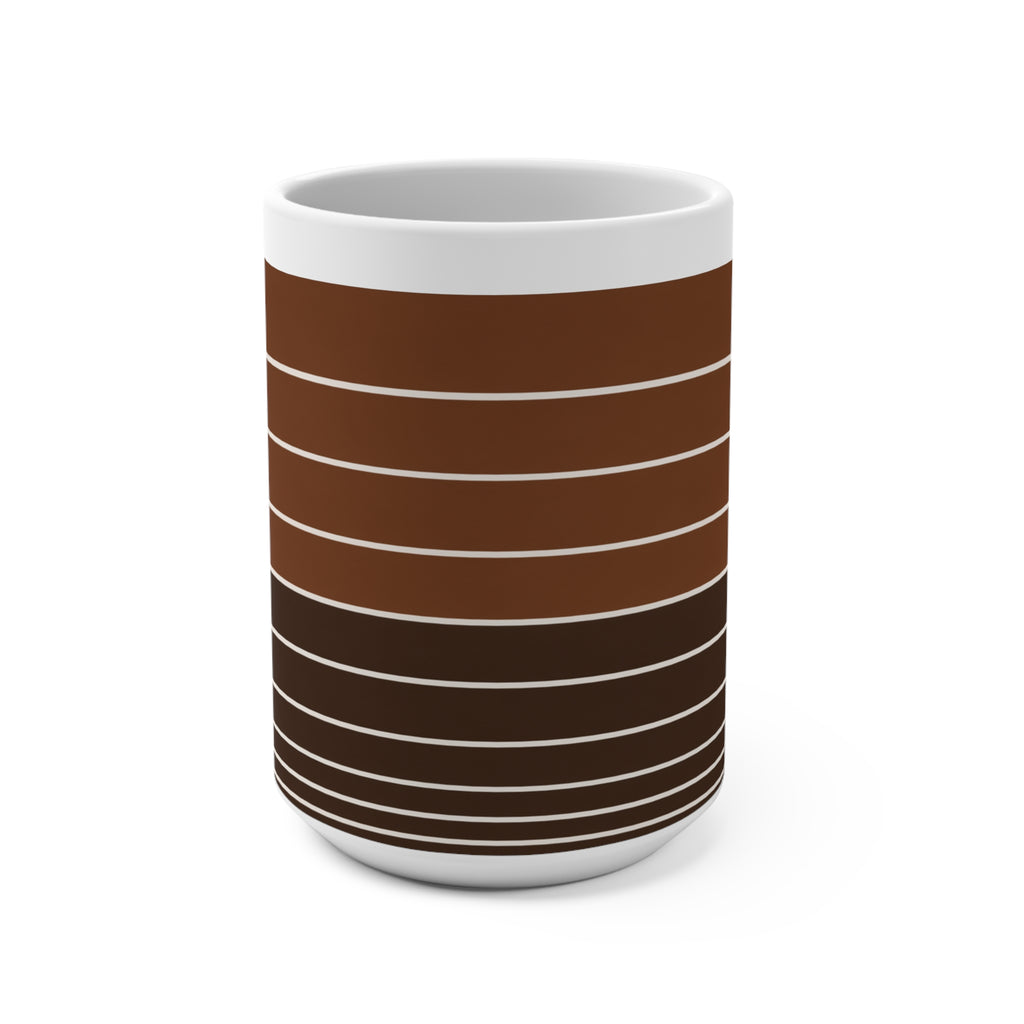 Retro Brown Gradient Striped 15oz Mug