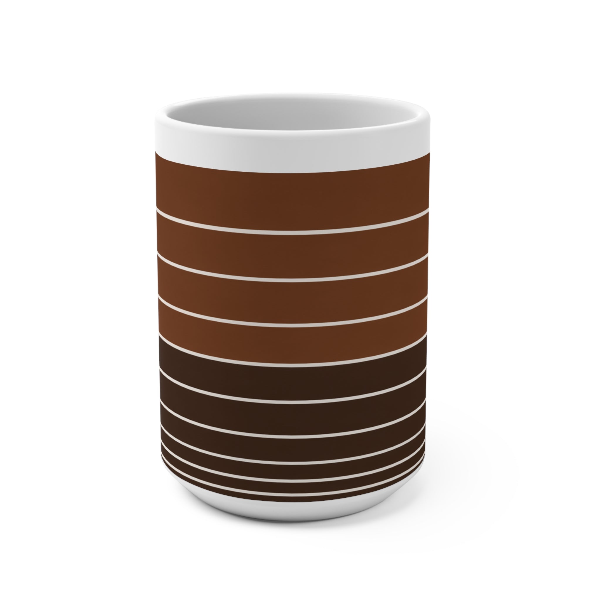 Retro Brown Gradient Striped 15oz Mug