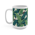 Tropical Banana Leaf 15oz Mug — Green Palm Pattern Coffee Cup