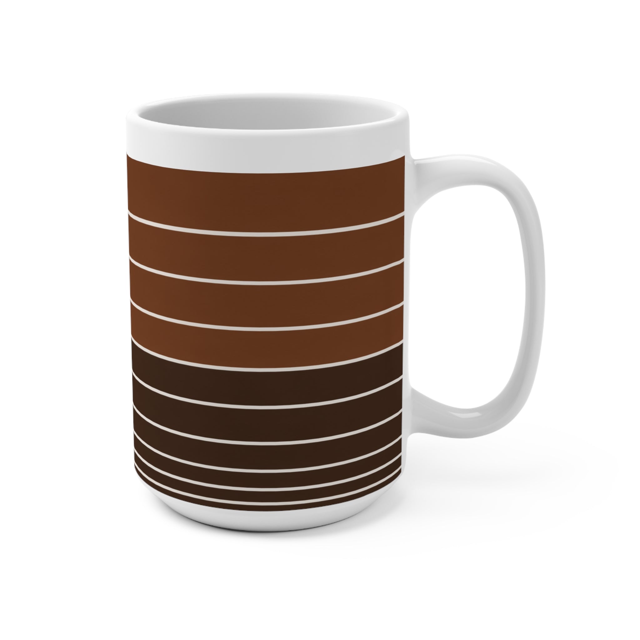 Retro Brown Gradient Striped 15oz Mug