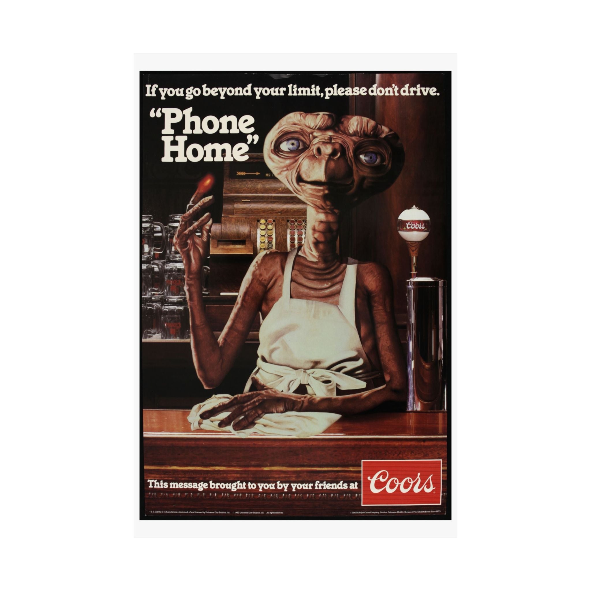 E.T. "Phone Home" Vintage Anti-Drunk Driving Poster - Matte Vertical Print