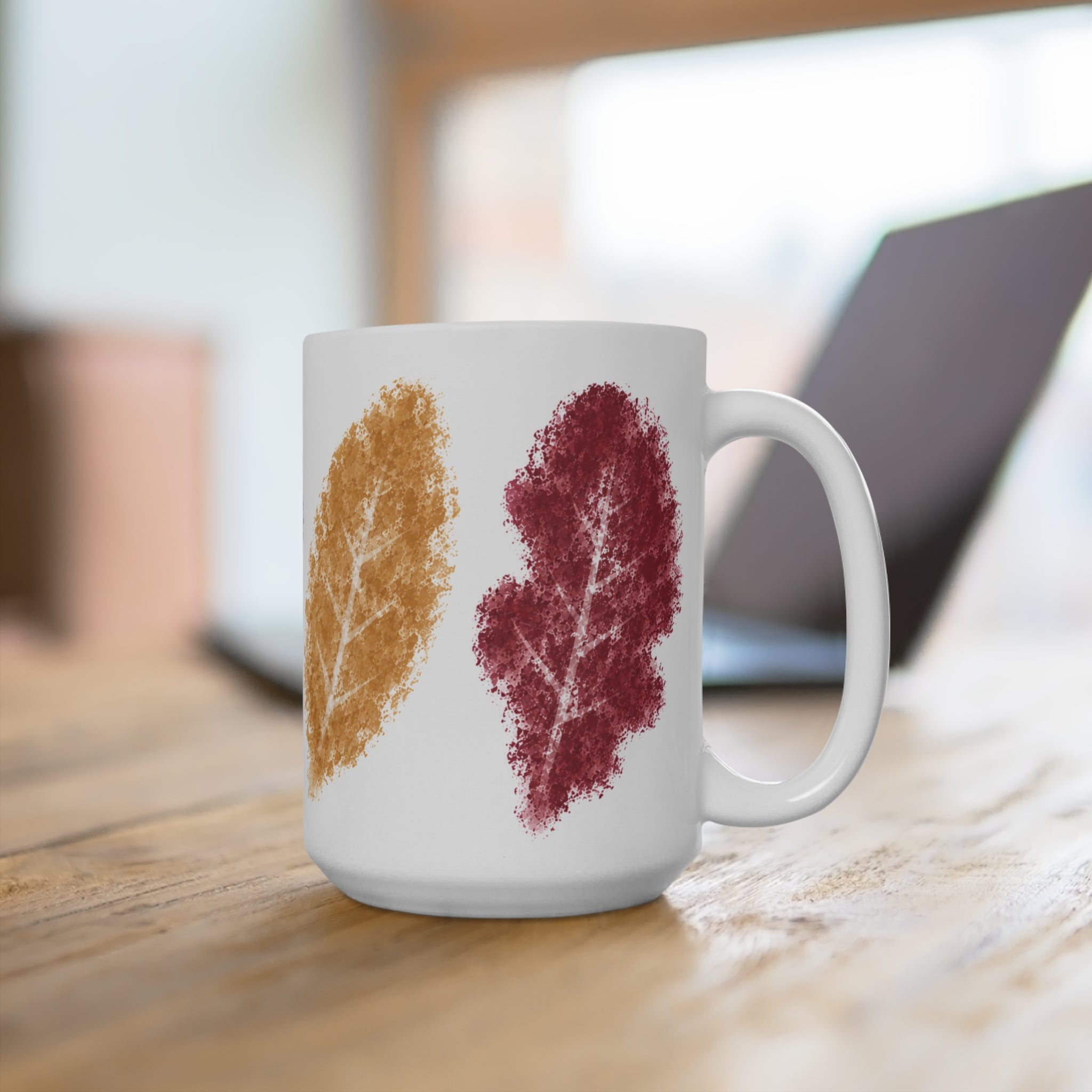 Golden Girls Leaf Pattern Coffee Mug — 15oz Fall Leaves Coffee Cup