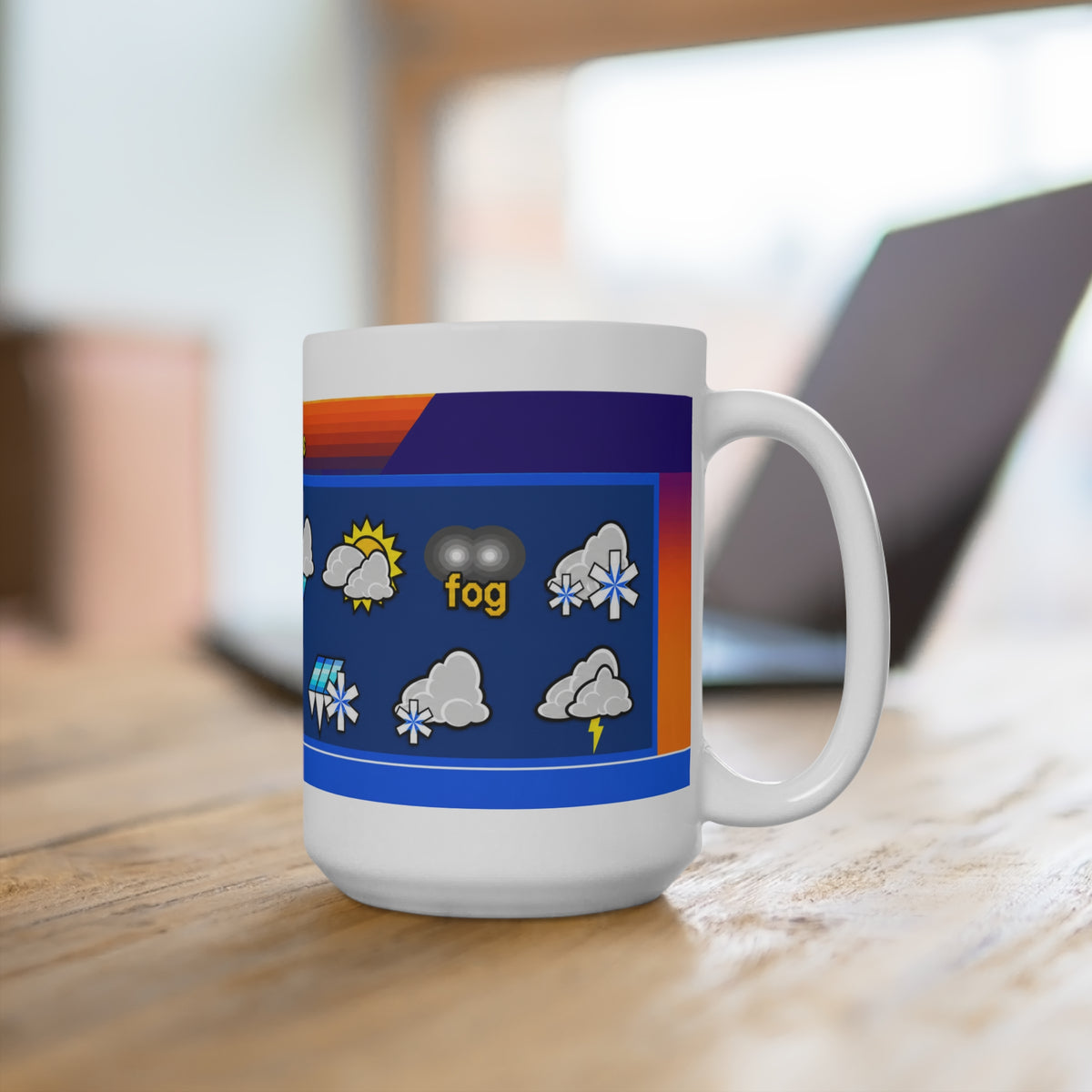 Retro Weather Channel Icons 15oz Mug — Current Conditions Forecast Coffee Cup