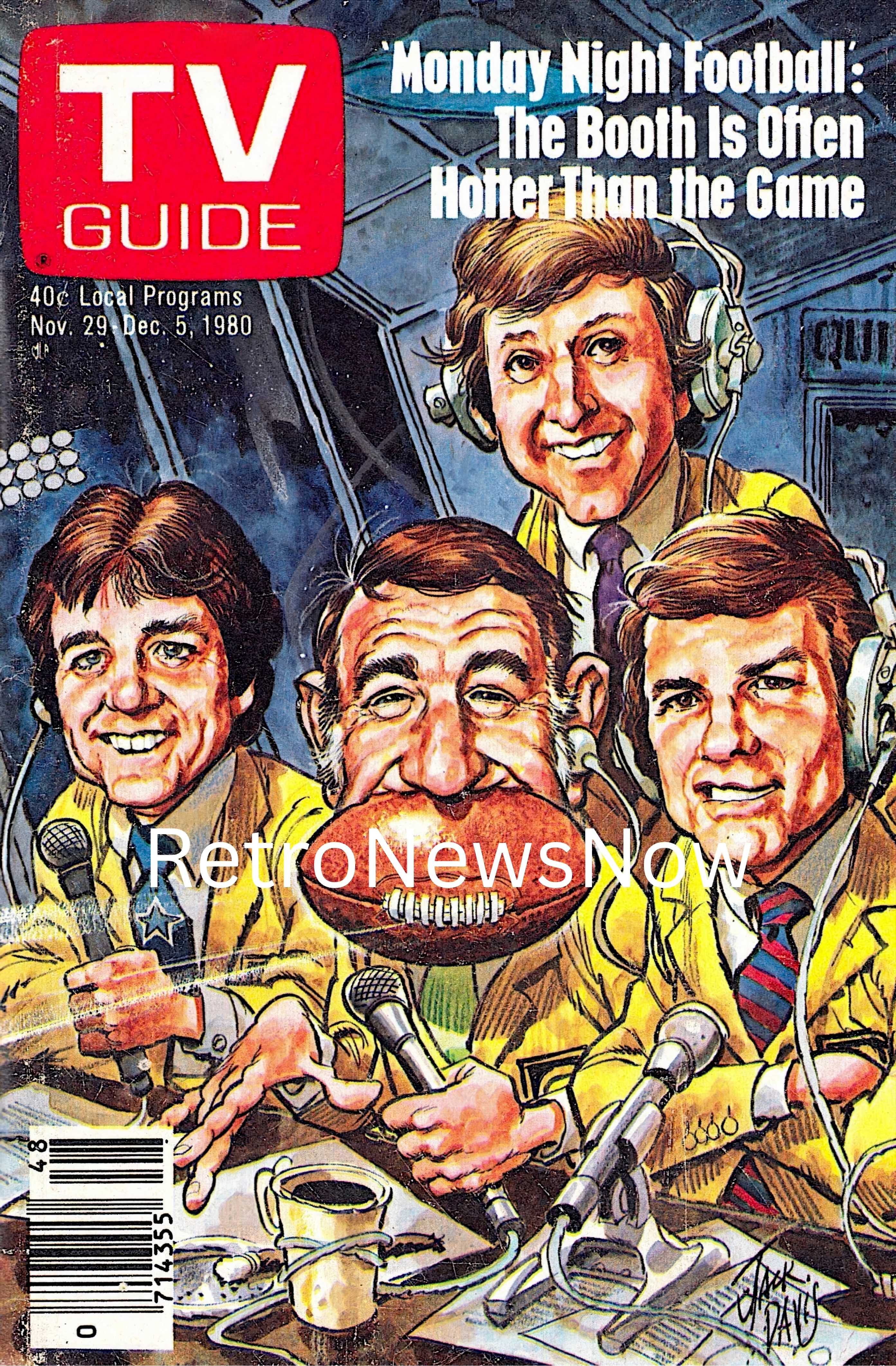 Monday Night Football – 1980 TV Guide Cover Digital Printable | RetroNewsNow